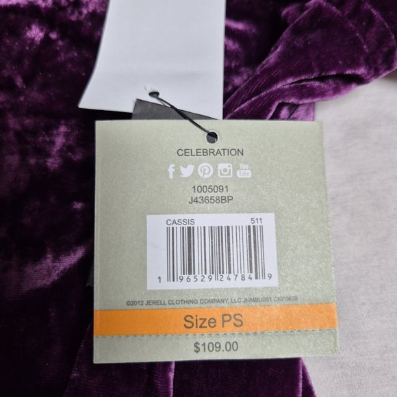 John Mark Women's Shirt Size PS Velvet Long Sleeve Button Tunic Eggplant (27) - Picture 14 of 14